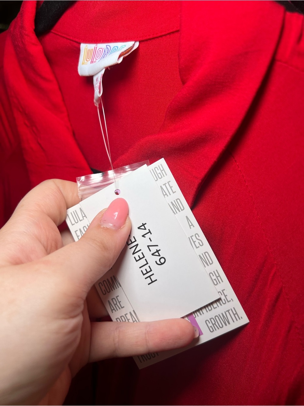 LuLaRoe Helene Red Tiered Button-Front Midi Dress - Picture 2 of 3